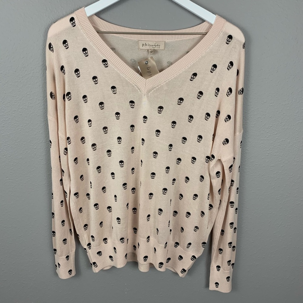 NWT Philosophy Lightweight Skull Print Sweater